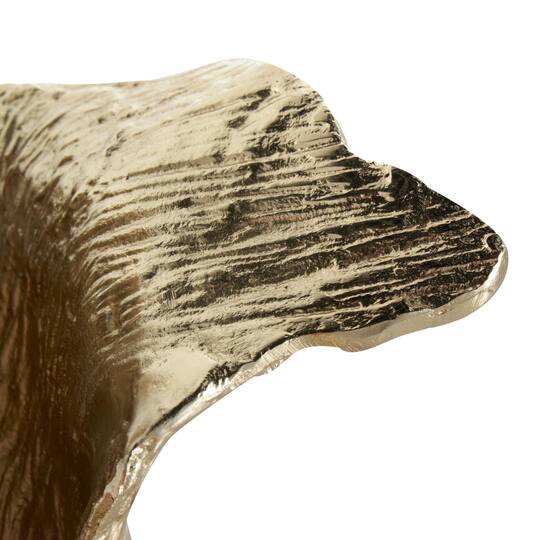 13.75" Gold Aluminum Metal Abstract Textured Folded Leaf Decorative Bowl